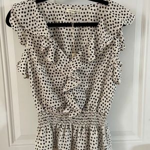 White/ black polka dot blouse